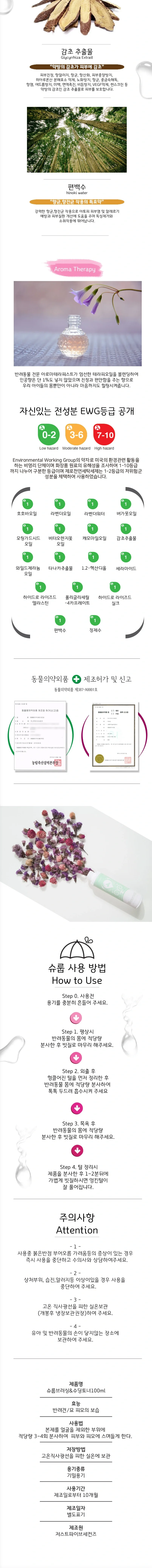 펌블펫솝_강아지 수분 모발영양 정전기방지 아로마 브러싱 미스트 슈룹 상세정보 2