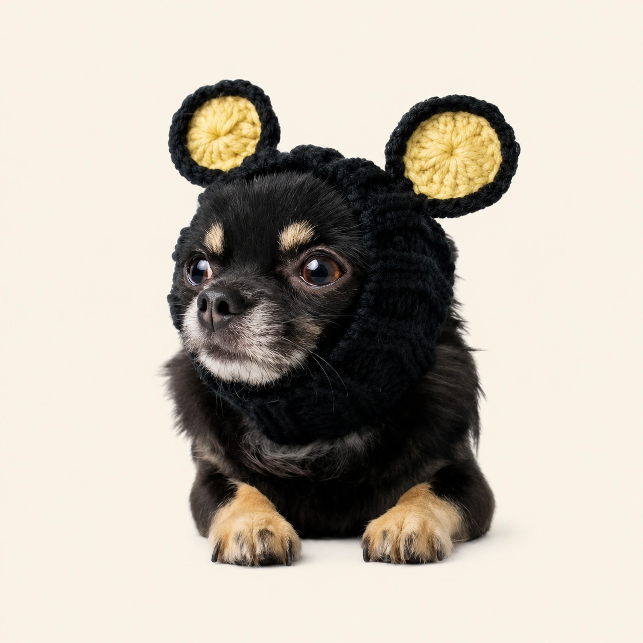 주스누드(ZOO SNOODS)니트 후드 블랙 베어